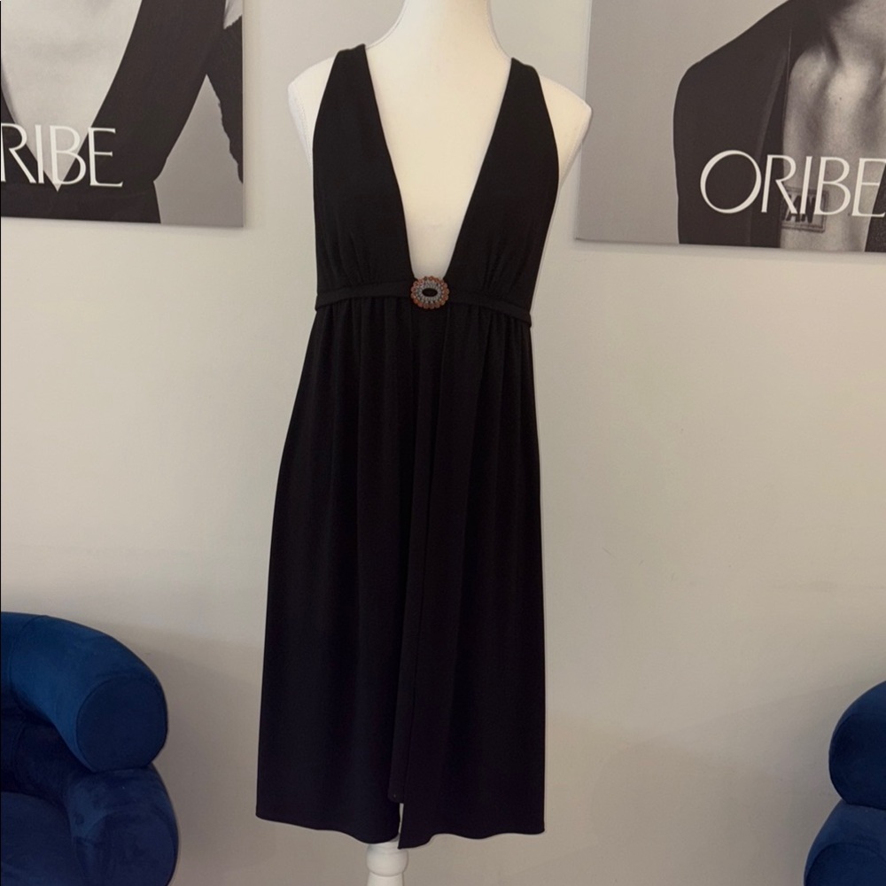 Laundry By Shelli Segal Black Sundress with Plunge Neckline for Cocktail